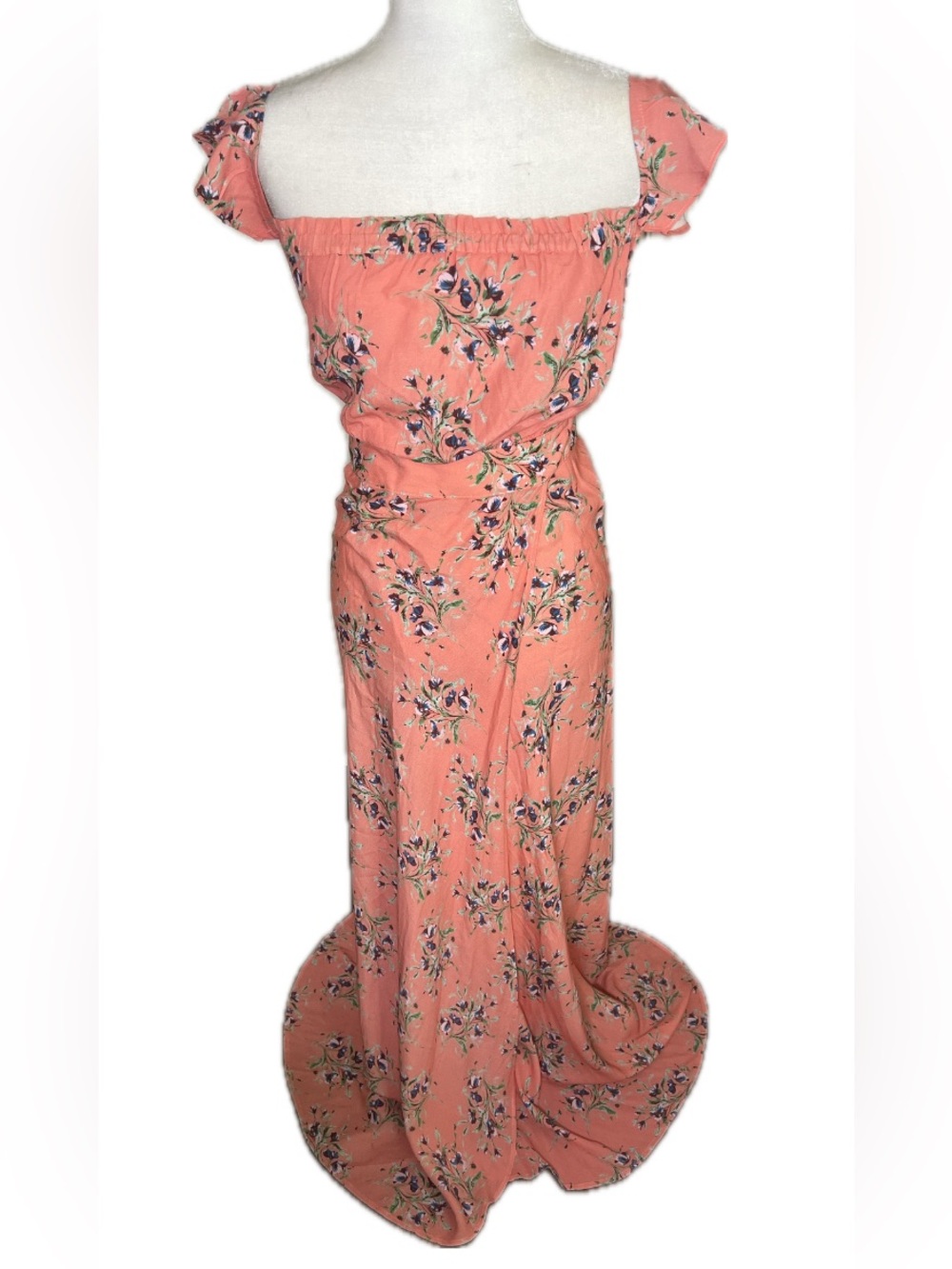 Flynn Skye Bella Coral Floral Off-Shoulder Maxi Wrap Dress S Small - Picture 2 of 8